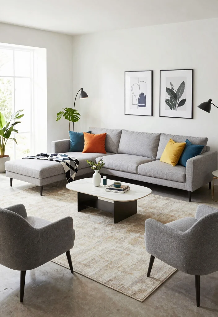 18 Two Seating Areas Living Room Layout and Furniture Arrangement - 2. L-Shaped Layout 1