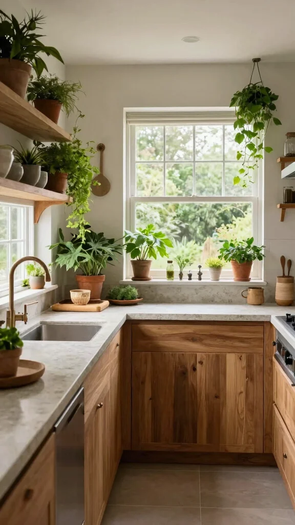 18 U-Shaped Kitchen Design Ideas: Functional Layout & Style Tips - 16. Inspired by Nature 1
