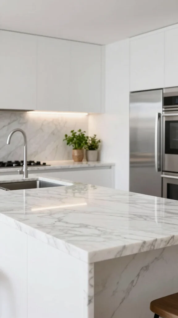 18 White Kitchen Design Ideas: Clean, Bright, and Timeless - 2. Marble Countertops 1