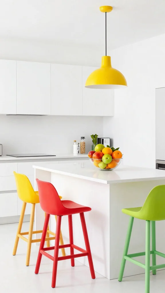 18 White Kitchen Design Ideas: Clean, Bright, and Timeless - 4. Bright Accents 1