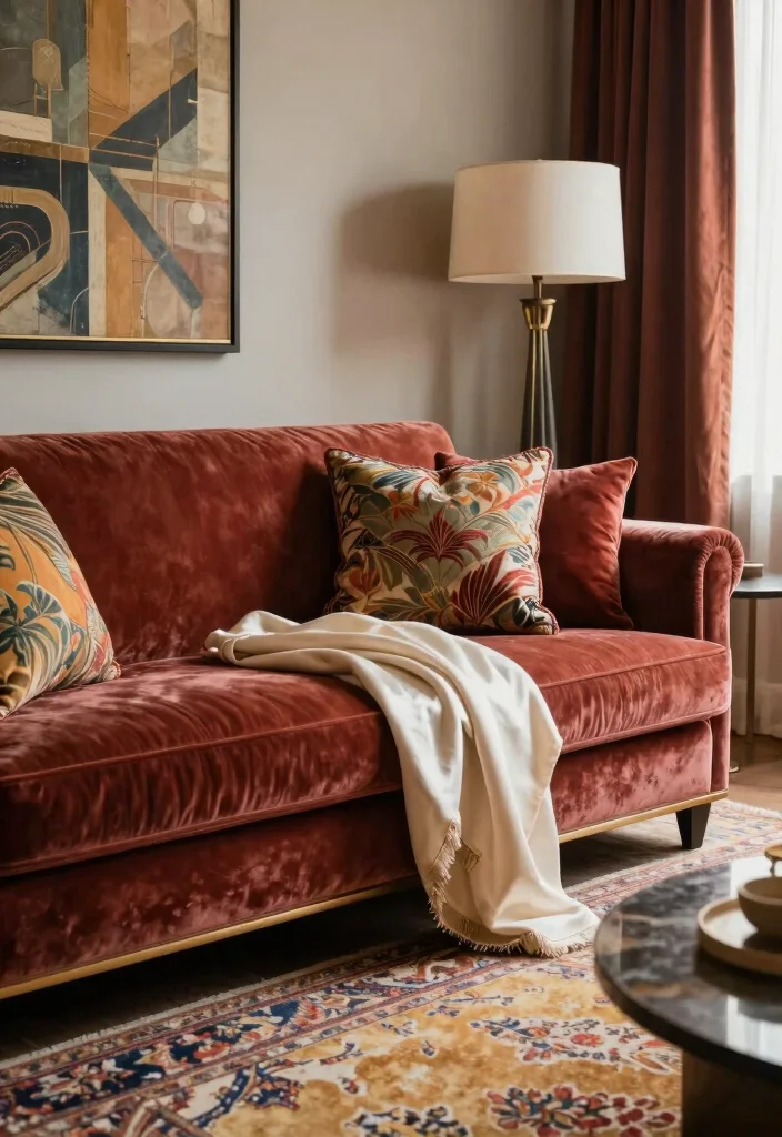 19 Art Deco 1920s Living Room Furniture Ideas - 11. Rich Textiles 1