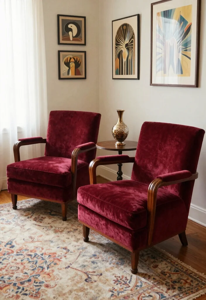 19 Art Deco 1920s Living Room Furniture Ideas - 3. Vintage Accent Chairs 1