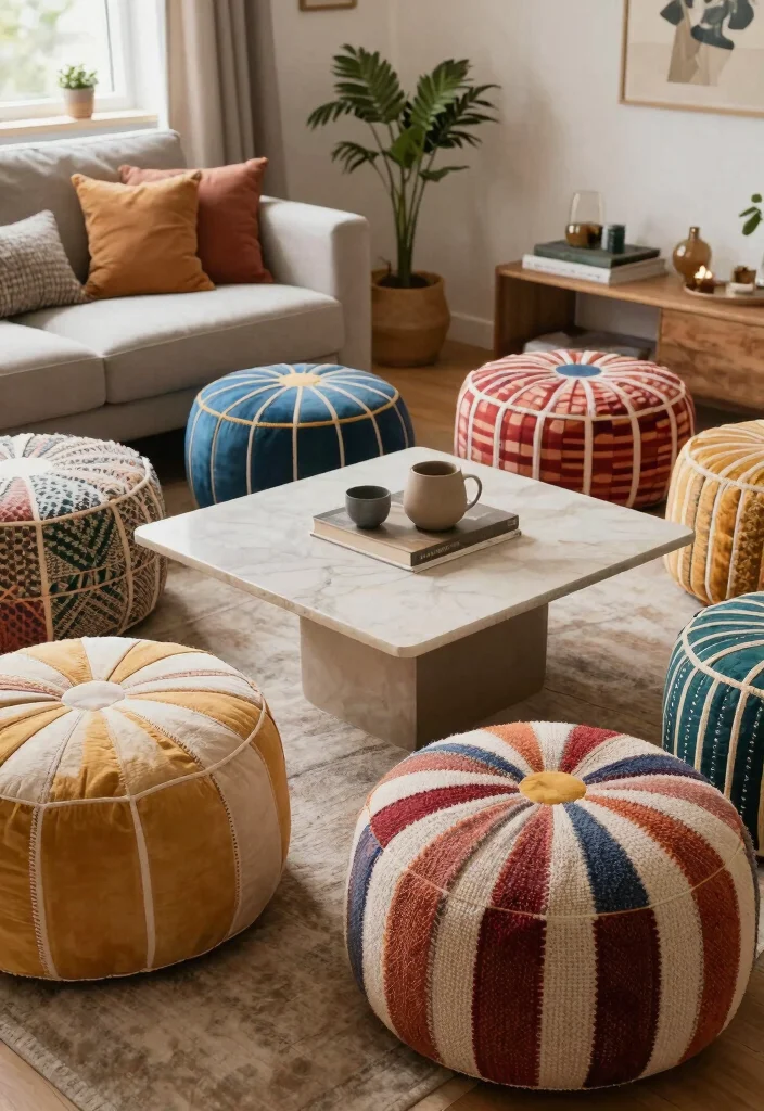 19 Best Furniture for a Small Living Room - 14. Poufs 1