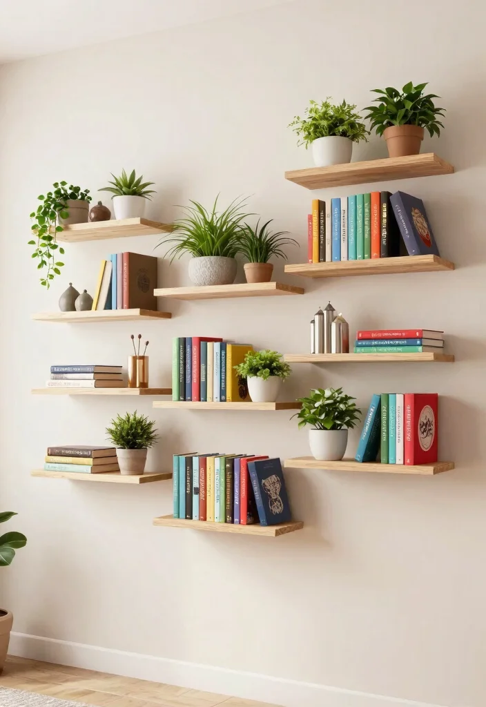 19 Best Furniture for a Small Living Room - 5. Floating Shelves 1