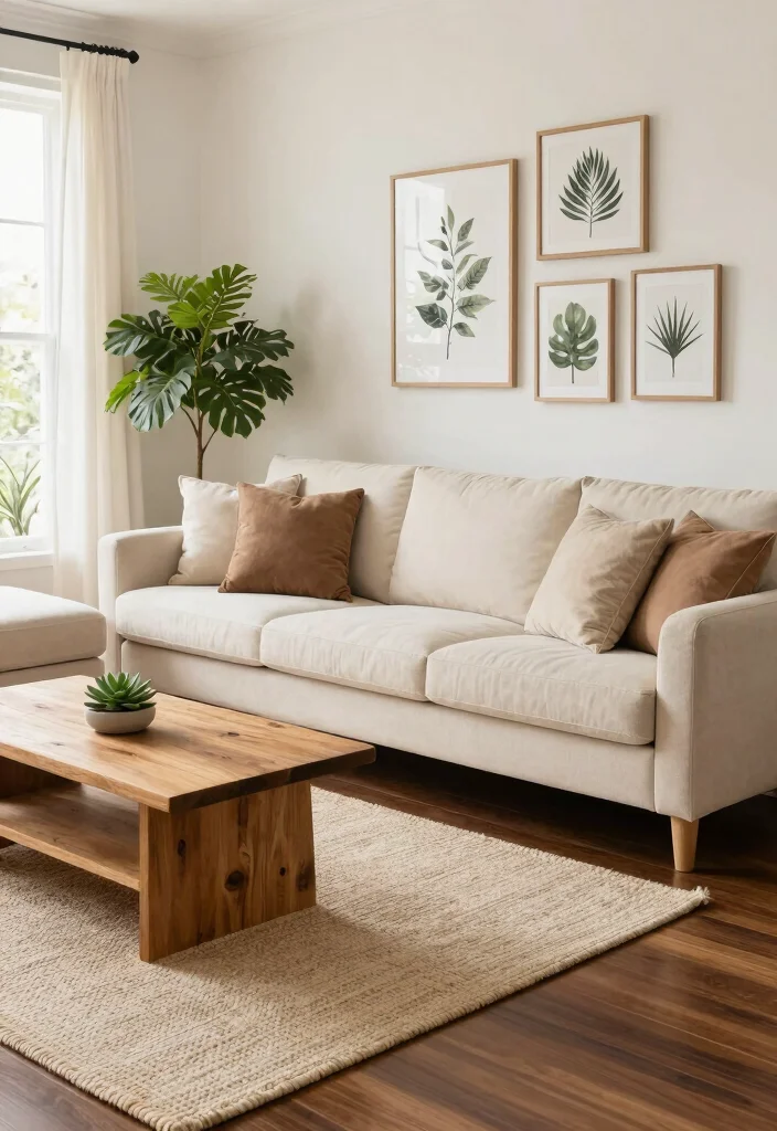 19 Dark Wood Floors Living Room Furniture Color Schemes - 1. Soft Neutrals and Earthy Tones 1