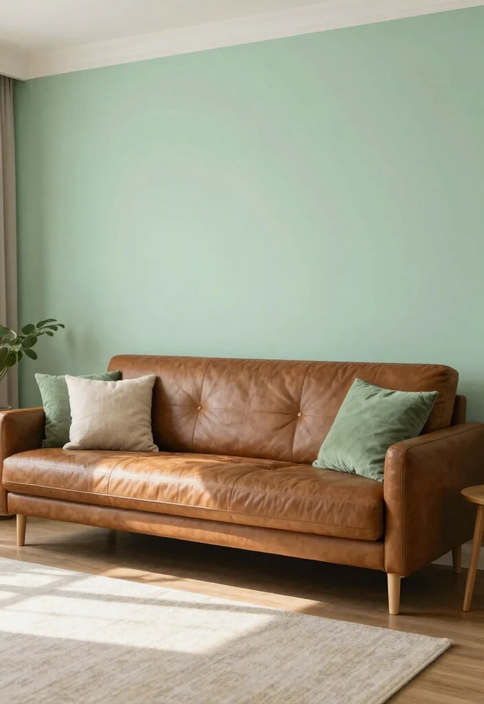 19 Eco-Friendly Paint Colors for Living Room with Brown Furniture - 18. Seafoam Green 1