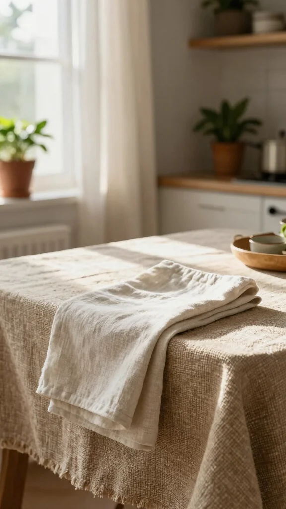 19 Green Kitchen Design Ideas: Sustainable Decor & Natural Colors - 11. Textured Fabrics and Organic Materials 1