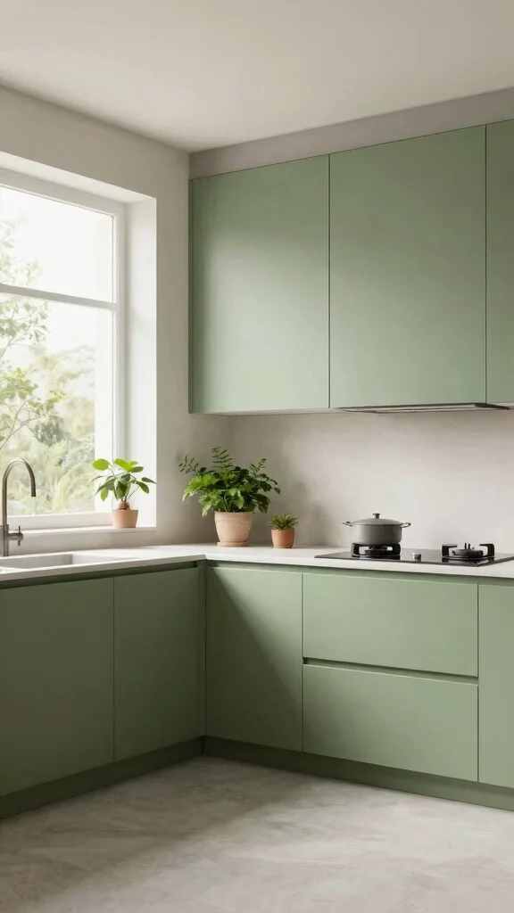 19 Green Kitchen Design Ideas: Sustainable Decor & Natural Colors - 13. Minimalist Green Design 1