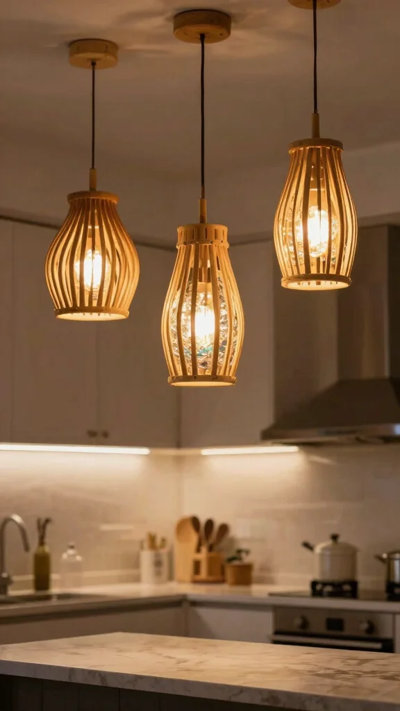 19 Green Kitchen Design Ideas: Sustainable Decor & Natural Colors - 7. Sustainable Lighting Fixtures 1