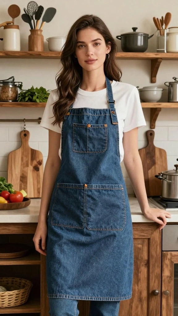 19 Kitchen Apron Design Ideas: Backsplash Inspiration & Materials - 9. Classic Denim: Timeless and Tough 1