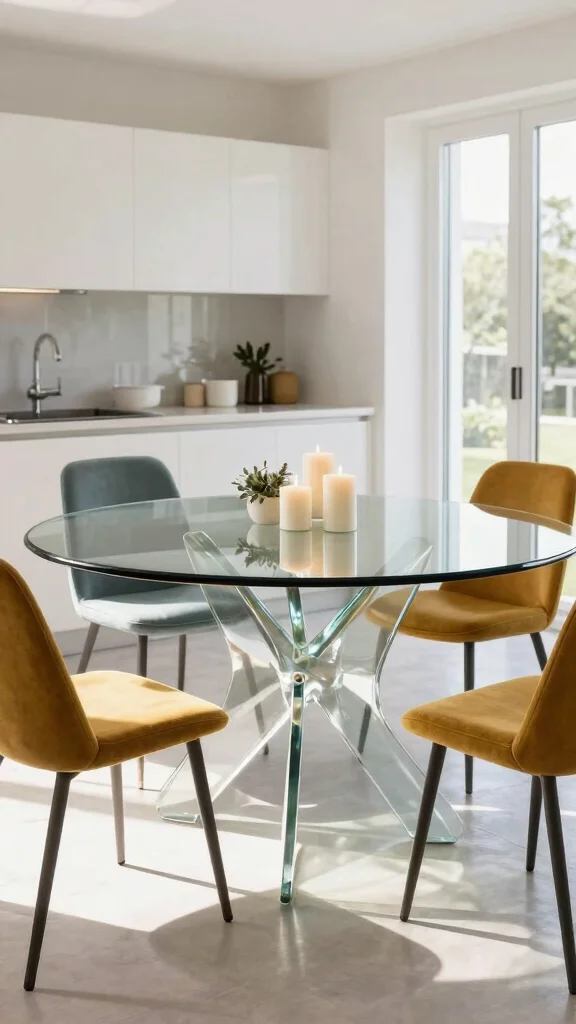 19 Kitchen Table Design Ideas: Dining Solutions for Every Space - 11. Glass Top Elegance 1