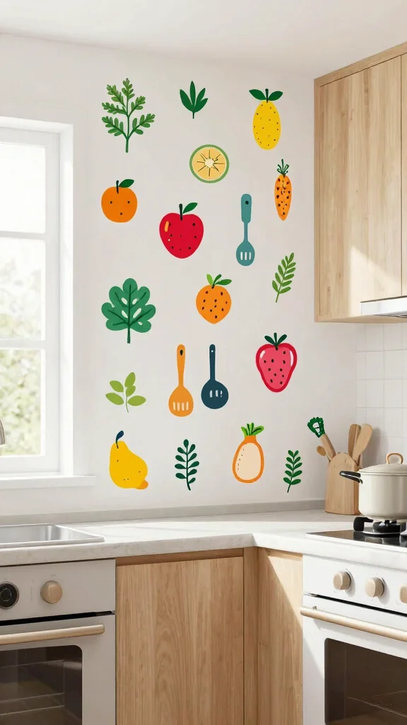 19 Kitchen Wall Design Ideas: Paint, Wallpaper & Accent Features - 11. Whimsical Wall Decals 1