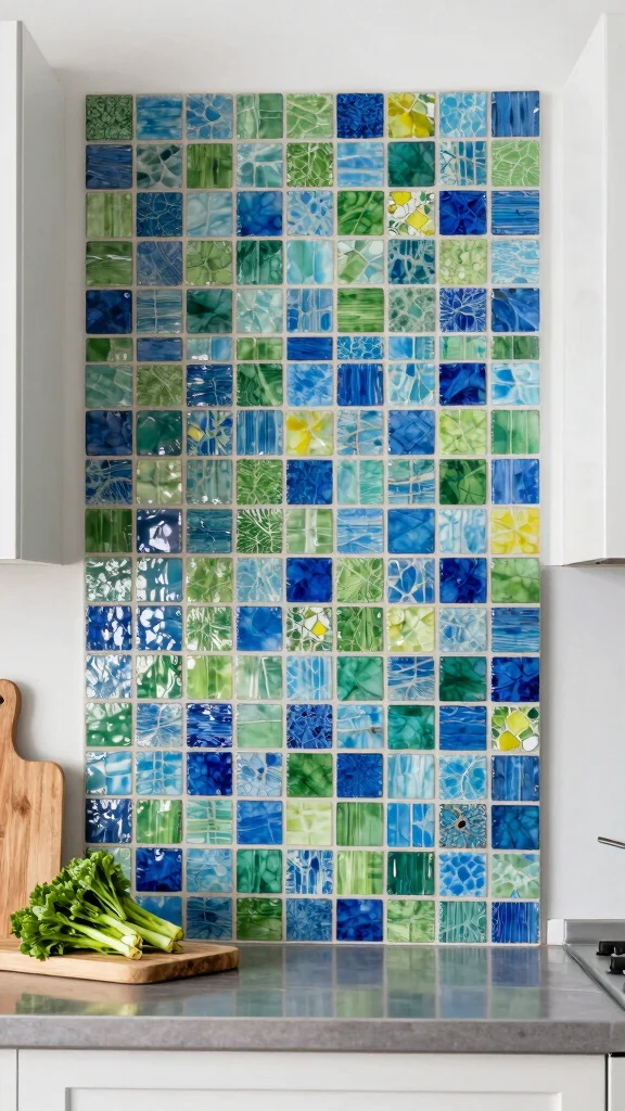 19 Kitchen Wall Design Ideas: Paint, Wallpaper & Accent Features - 3. Vibrant Mosaic Tiles 1