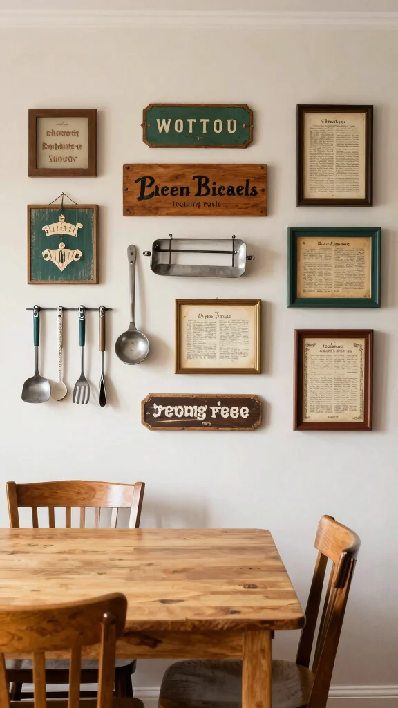 19 Kitchen Wall Design Ideas: Paint, Wallpaper & Accent Features - 6. Vintage Wall Art 1