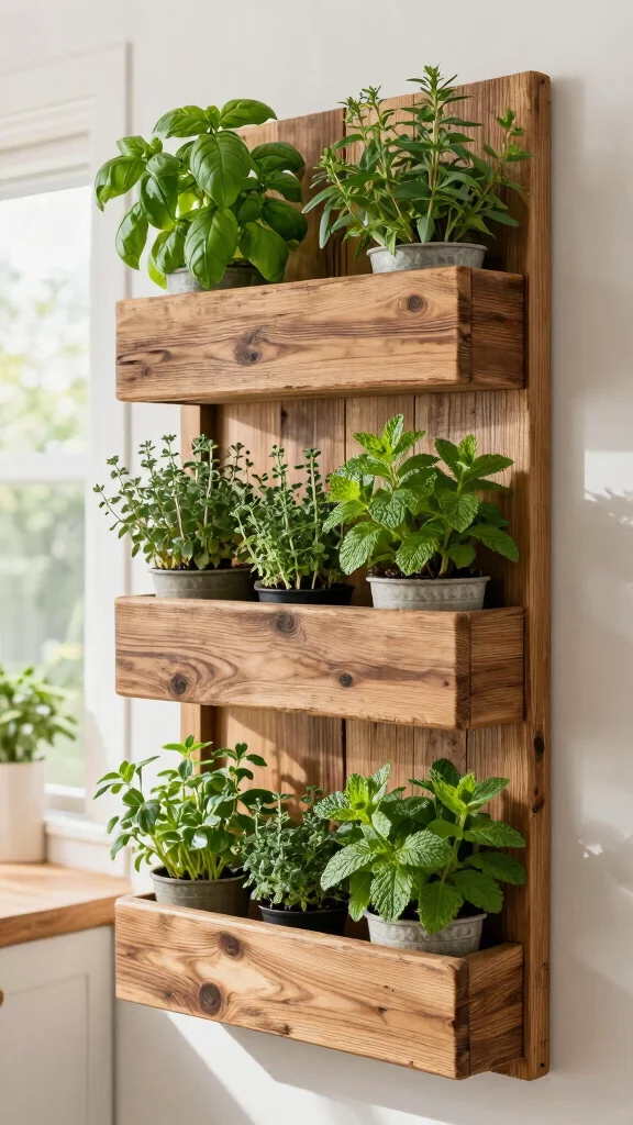 19 Kitchen Wall Design Ideas: Paint, Wallpaper & Accent Features - 7. Herb Gardens as Wall Decor 1