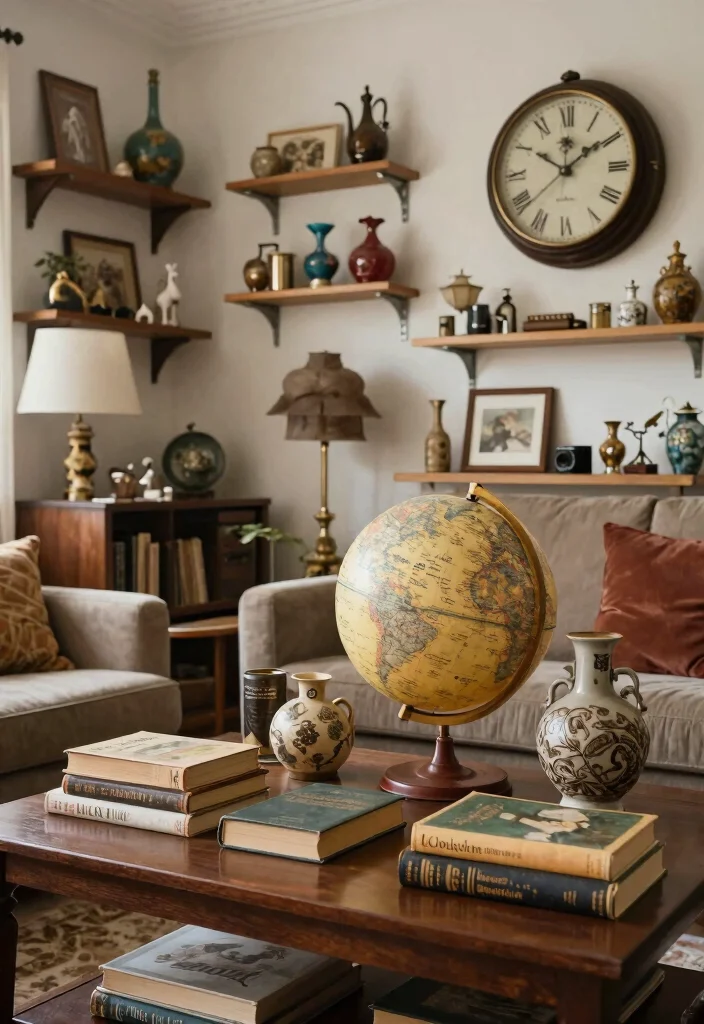 19 Mismatched Living Room Furniture Mix & Match Ideas - 11. Vintage Accessories: Adding Personal Touches 1