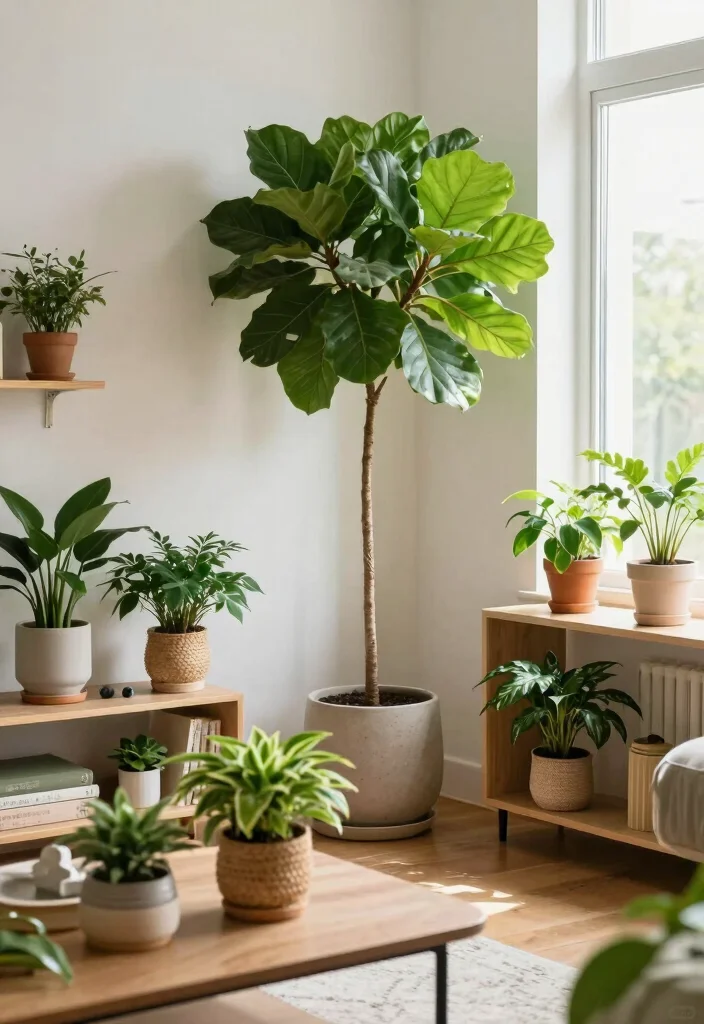 19 Mismatched Living Room Furniture Mix & Match Ideas - 12. Incorporate Plants: Bring Nature Indoors 1