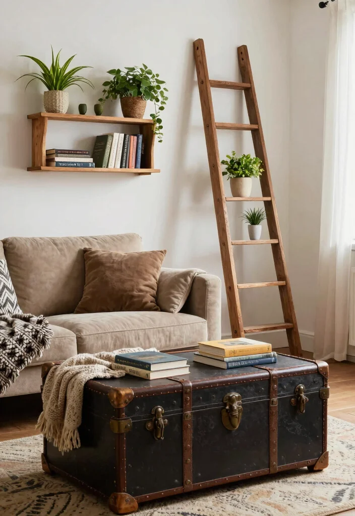 19 Mismatched Living Room Furniture Mix & Match Ideas - 13. Repurpose Furniture: Creative Solutions 1