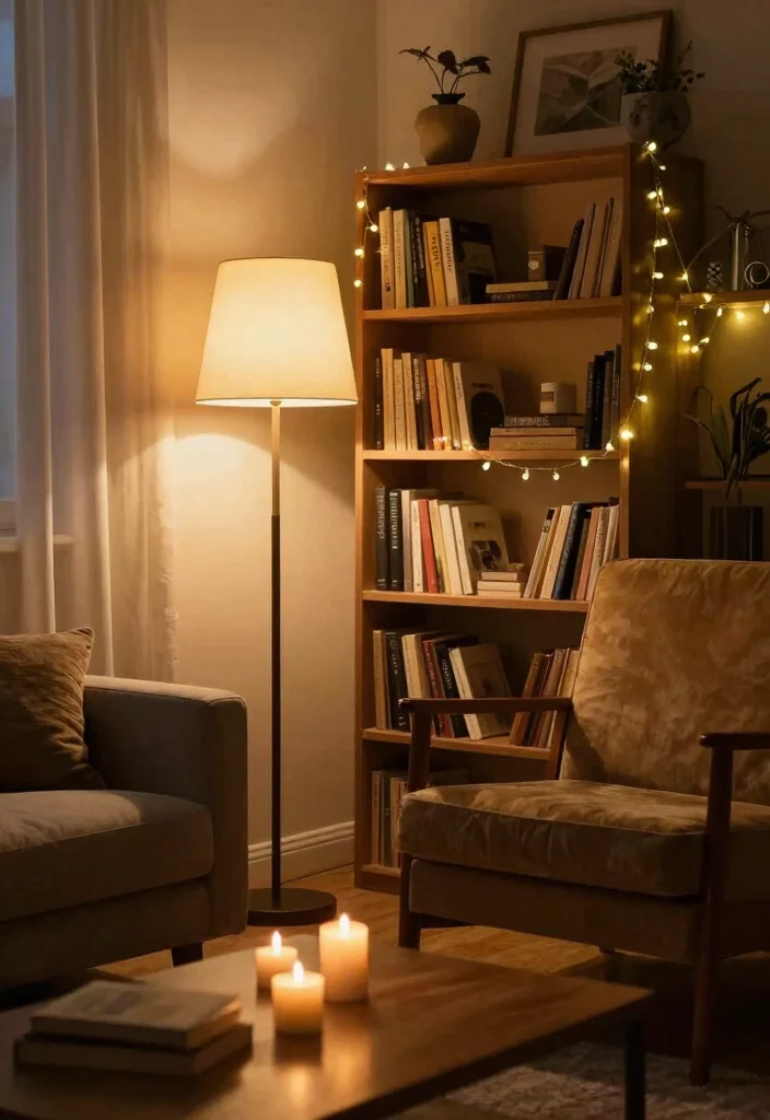 19 Mismatched Living Room Furniture Mix & Match Ideas - 3. Layered Lighting: Create Ambiance 1