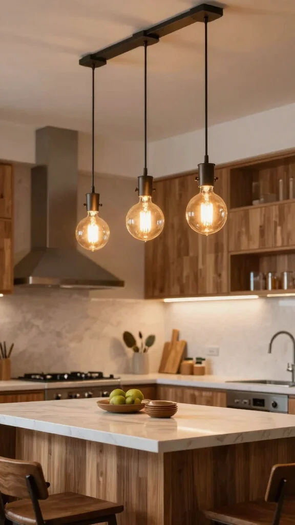 19 Modern Kitchen Design Ideas to Transform Your Home - 11. Unique Lighting Fixtures 1