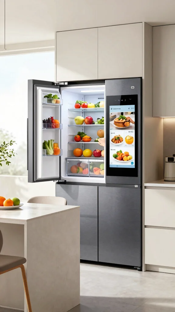 19 Smart Kitchen Design Ideas: Technology & Innovation in Cooking - 1. Smart Refrigerators with Touchscreen Interfaces 1