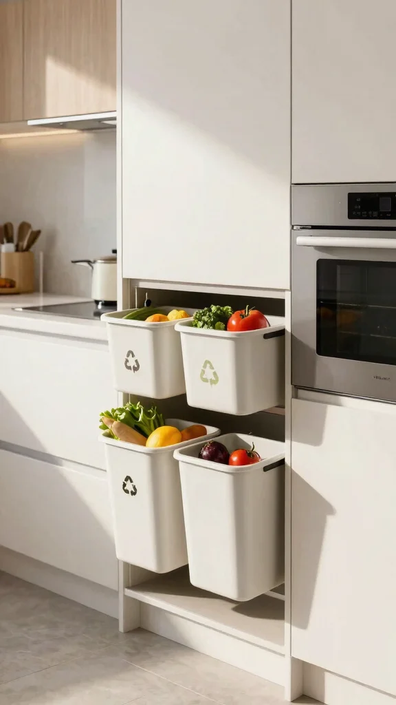 19 Smart Kitchen Design Ideas: Technology & Innovation in Cooking - 12. Integrated Recycling Solutions 1