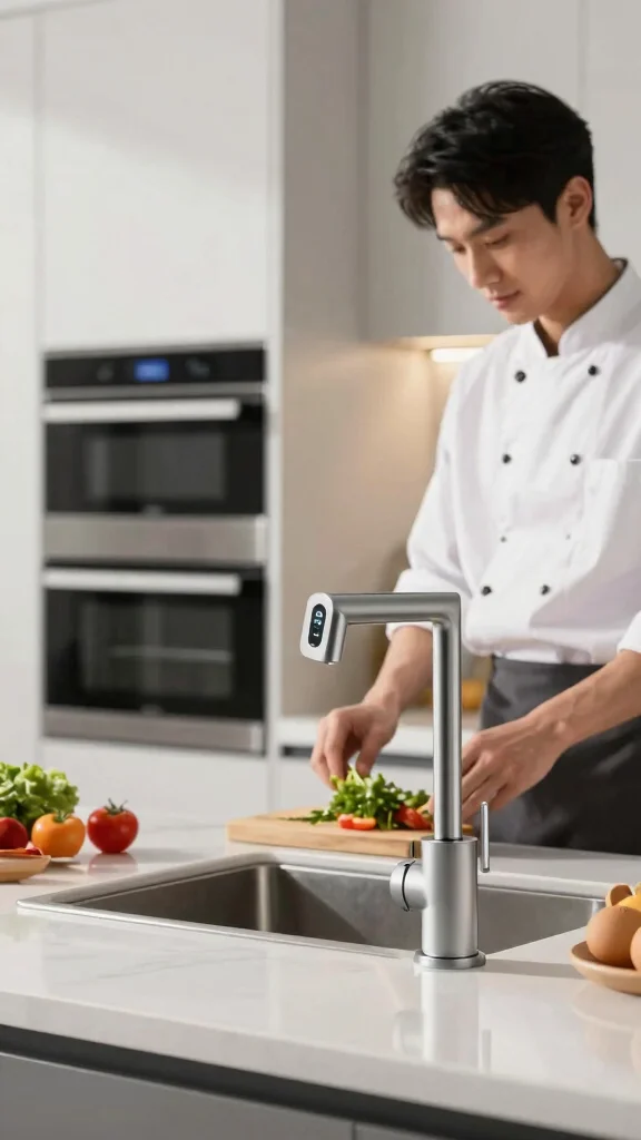 19 Smart Kitchen Design Ideas: Technology & Innovation in Cooking - 14. Smart Faucets with Sensor Technology 1