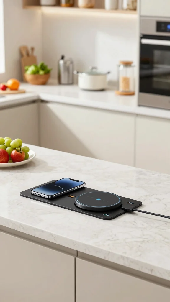 19 Smart Kitchen Design Ideas: Technology & Innovation in Cooking - 7. Built-In Charging Stations 1