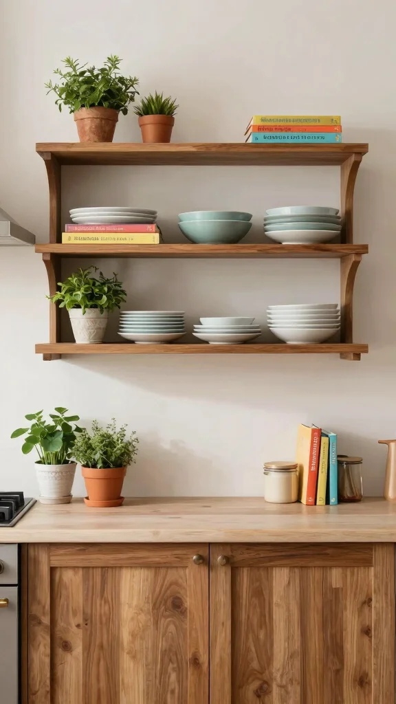 19 Transitional Kitchen Design Ideas: Blending Traditional and Modern - 15. Open Shelving with Style 1