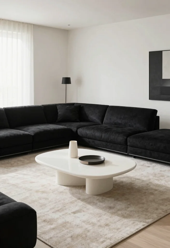 20 Black and White Furniture Living Room Ideas - 18. Chic Modular Furniture 1