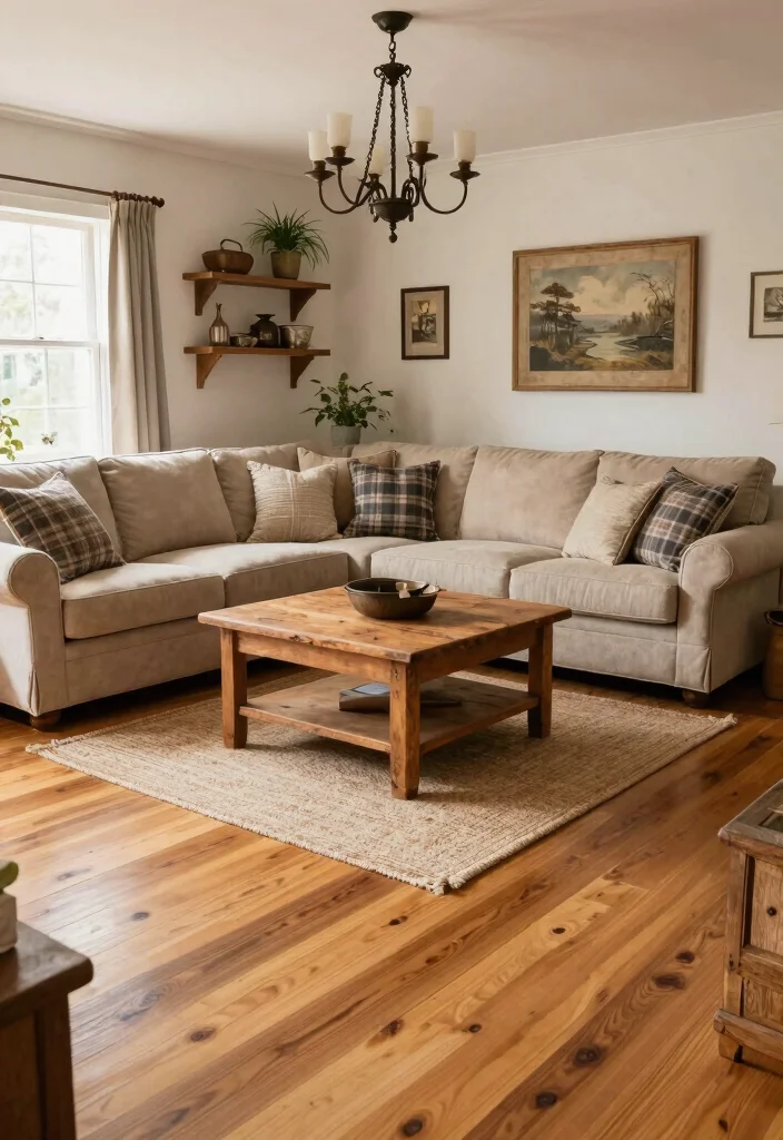 20 Honey Oak Floors Living Room Furniture Ideas - 1. Rustic Farmhouse Charm 1