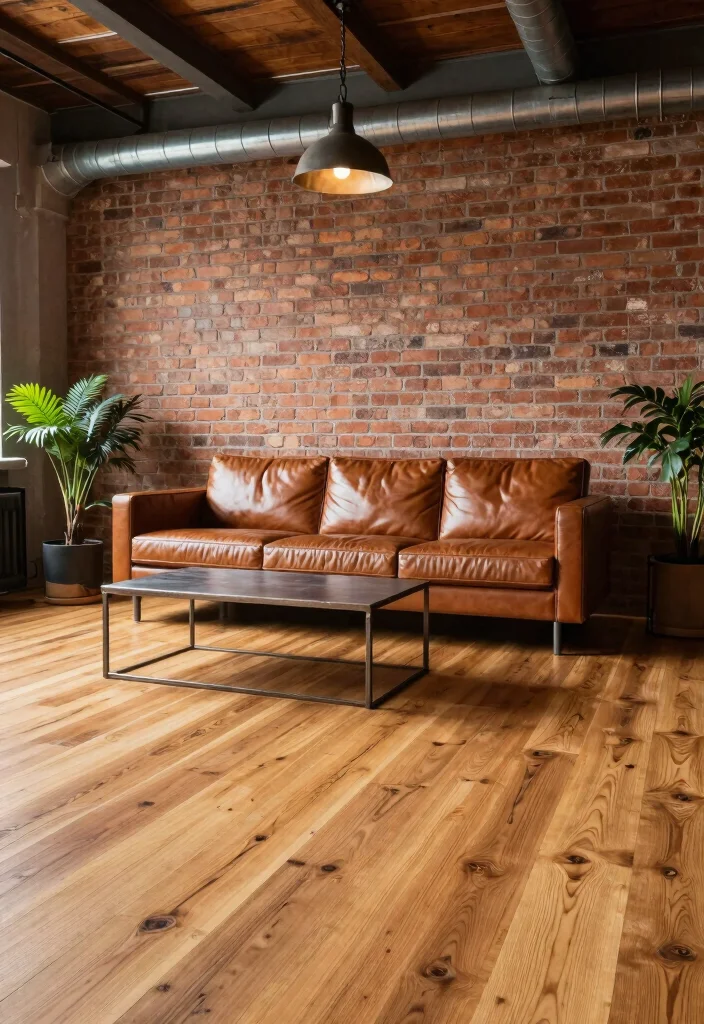 20 Honey Oak Floors Living Room Furniture Ideas - 7. Industrial Chic 1