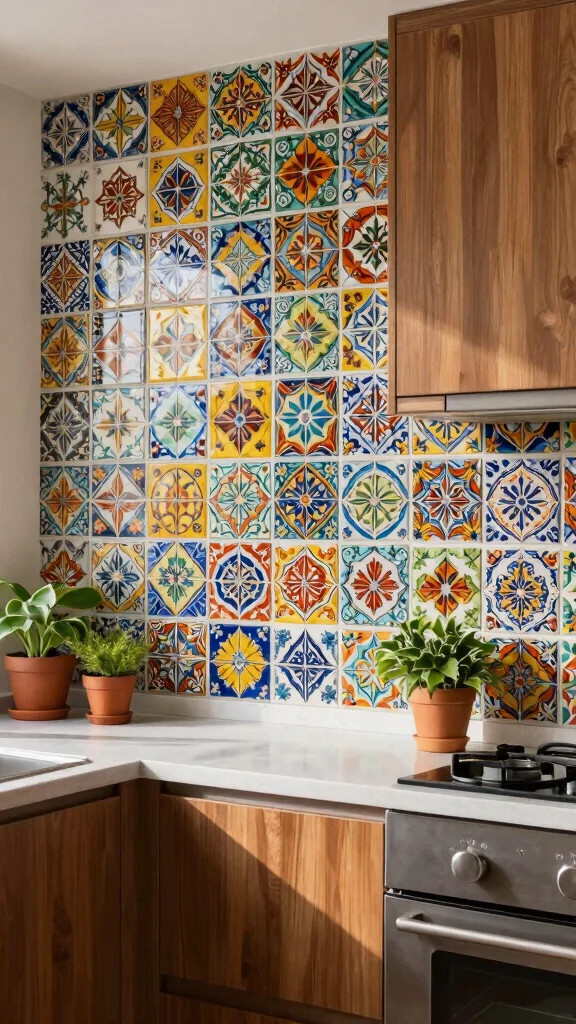 20 Indian Kitchen Design Ideas: Traditional & Modern Fusion Styles - 1. Vibrant Tile Accents 1