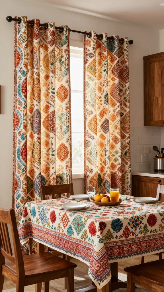 20 Indian Kitchen Design Ideas: Traditional & Modern Fusion Styles - 10. Indian Patterned Fabrics 1