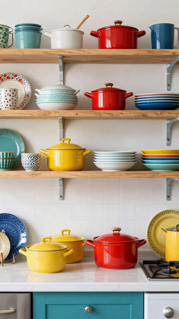 20 Indian Kitchen Design Ideas: Traditional & Modern Fusion Styles - 18. Colorful Accessories and Utensils 1