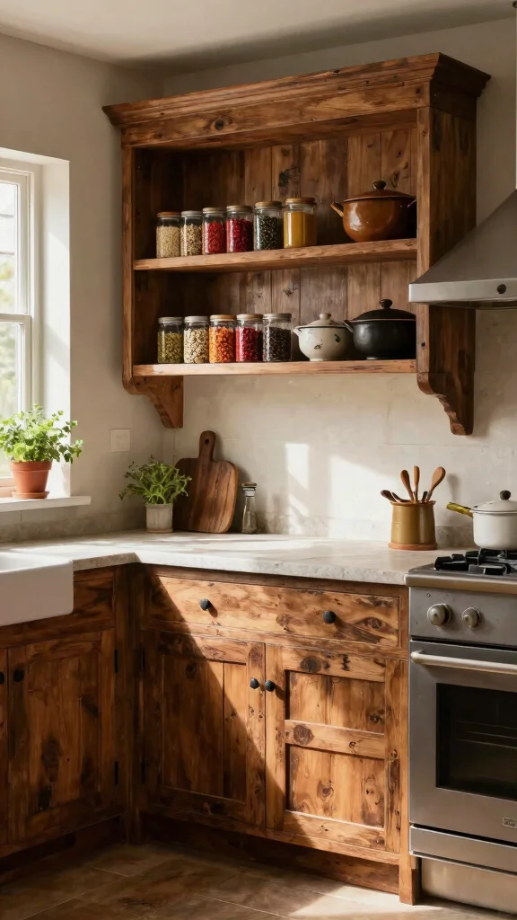 20 Indian Kitchen Design Ideas: Traditional & Modern Fusion Styles - 2. Rustic Wooden Elements 1