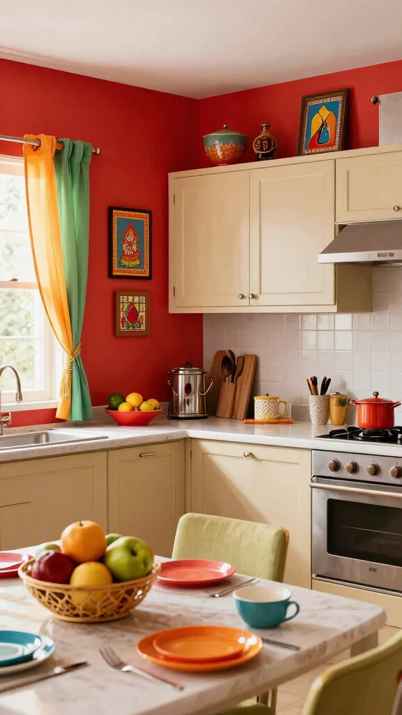 20 Indian Kitchen Design Ideas: Traditional & Modern Fusion Styles - 5. Bright Color Palettes 1