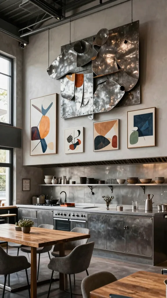20 Industrial Kitchen Design Ideas: Raw, Bold, and Stylish - 12. Industrial Art Pieces 1