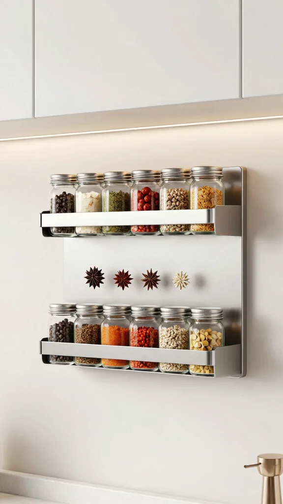 20 Kitchen Pantry Design Ideas for Small Spaces: Smart Storage Solutions - 2. Magnetic Spice Rack 1