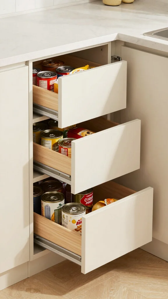 20 Kitchen Pantry Design Ideas for Small Spaces: Smart Storage Solutions - 3. Slim Pull-Out Drawers 1