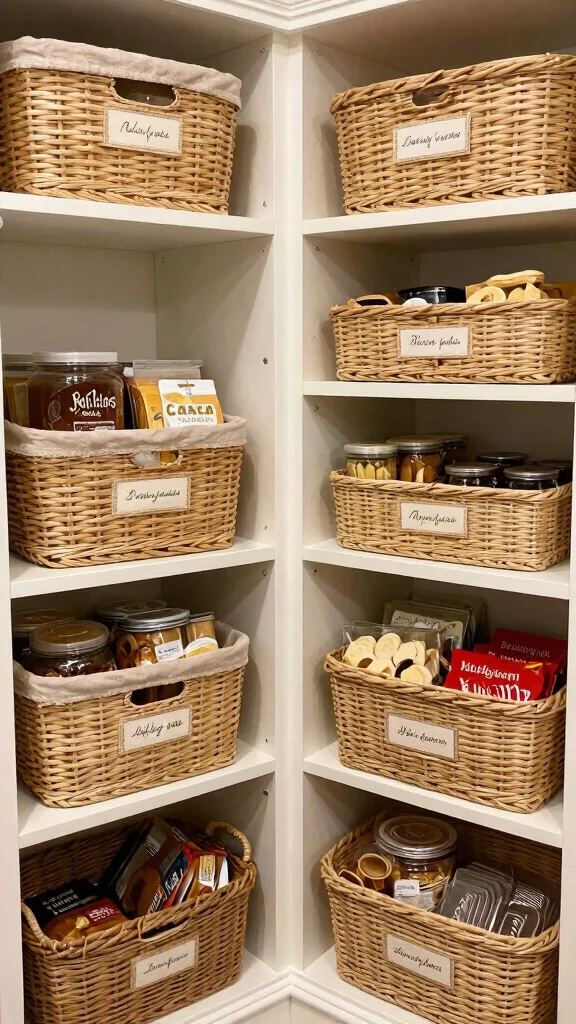 20 Kitchen Pantry Design Ideas for Small Spaces: Smart Storage Solutions - 4. Baskets and Bins 1
