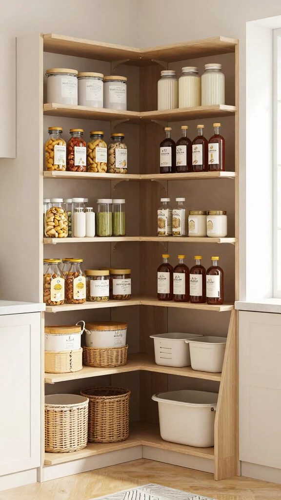 20 Kitchen Pantry Design Ideas for Small Spaces: Smart Storage Solutions - 5. Corner Shelving Solutions 1