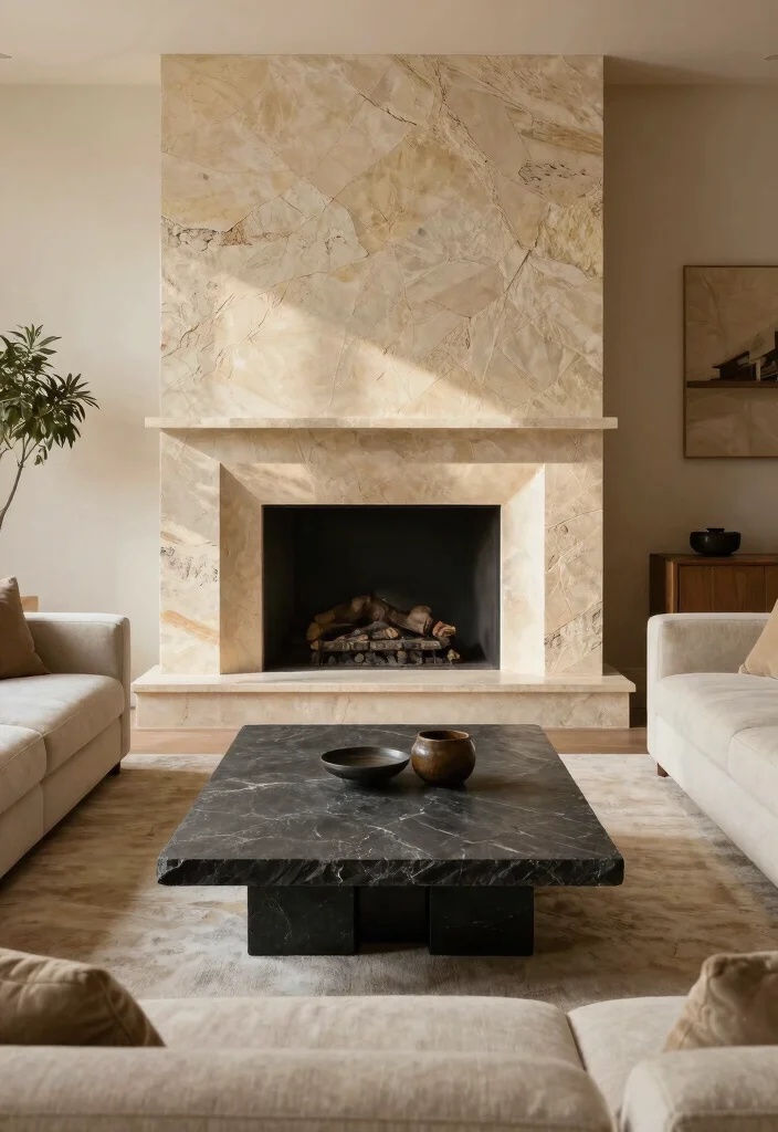 20 Latest Furniture Designs for Living Room in 2025 - 12. Natural Stone Accents 1