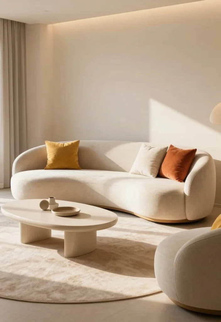 20 Latest Furniture Designs for Living Room in 2025 - 14. Curved Furniture Designs 1