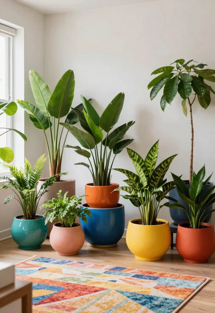 20 Latest Furniture Designs for Living Room in 2025 - 20. Vibrant Indoor Planters 1