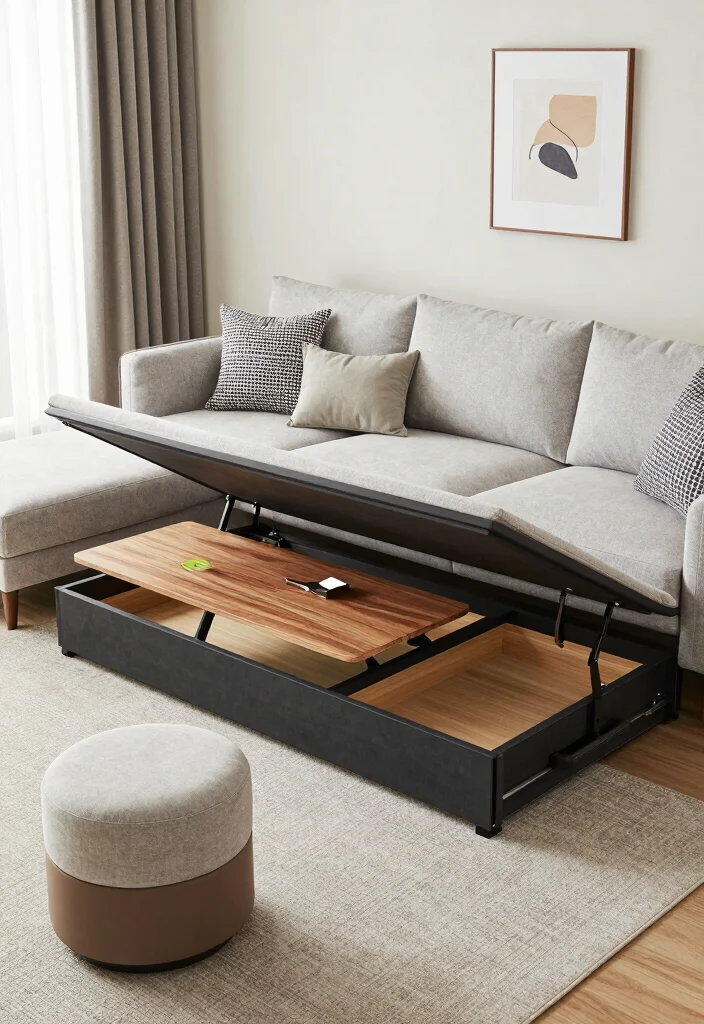 20 Latest Furniture Designs for Living Room in 2025 - 9. Multi-Functional Furniture 1