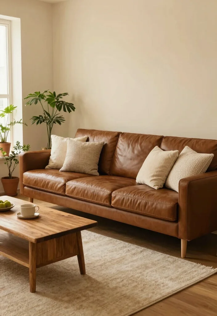 20 Living Room Color Ideas with Dark Furniture - 1. Soft Cream for a Cozy Contrast 1