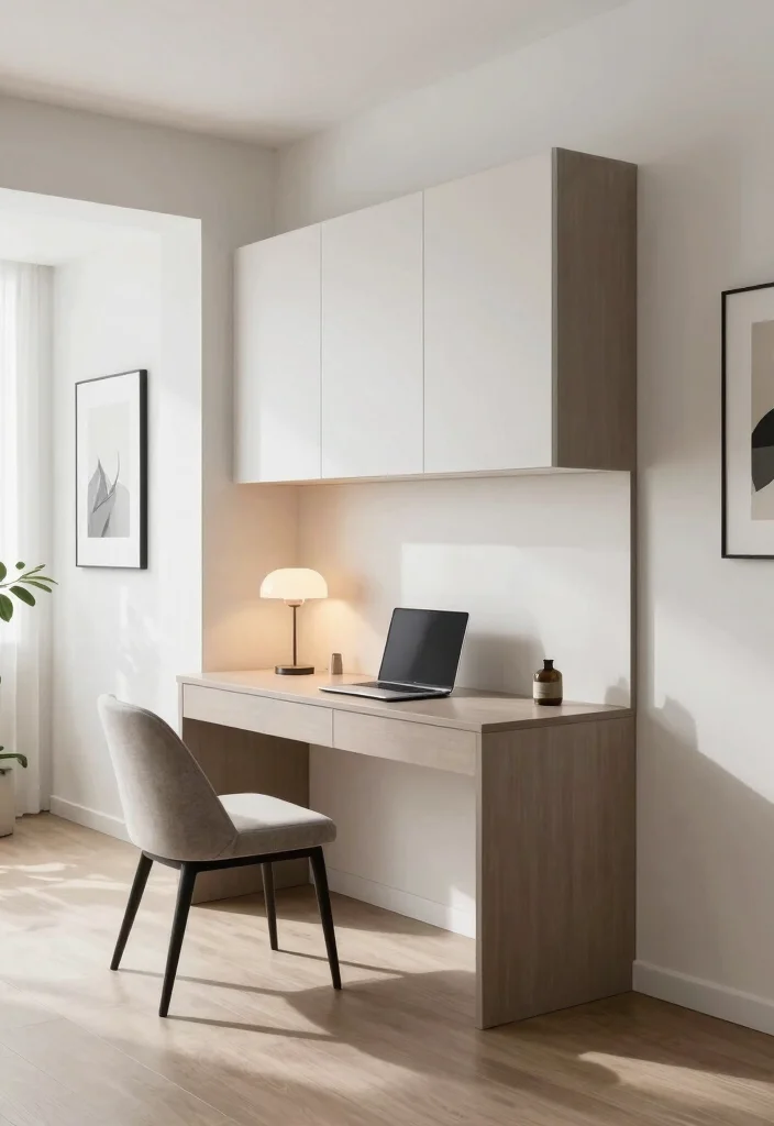 20 Living Room Furniture Ideas for Small Spaces - 12. Wall-Integrated Desks: Work-From-Home Wonders 1