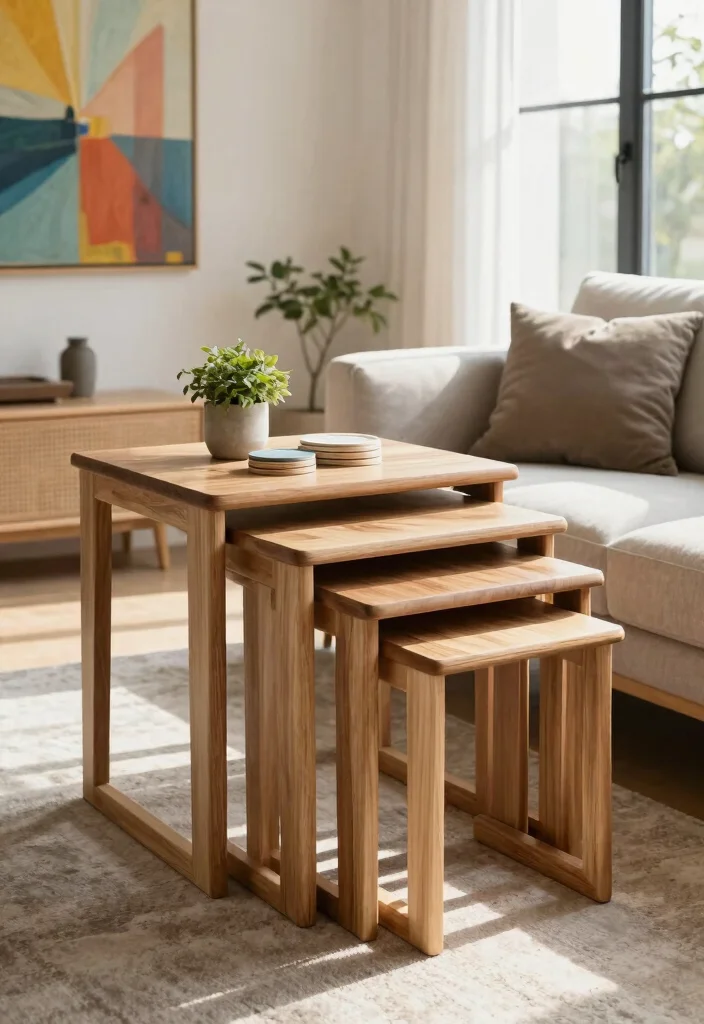 20 Living Room Furniture Ideas for Small Spaces - 2. Nesting Tables: Add Versatility 1