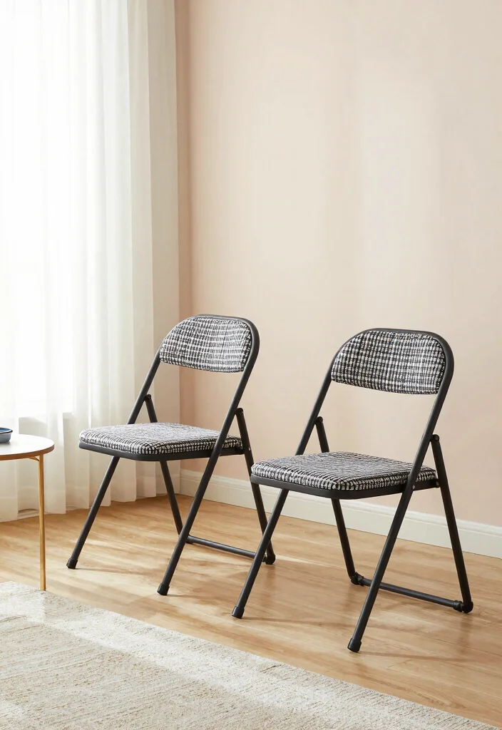 20 Living Room Furniture Ideas for Small Spaces - 4. Folding Chairs: Easy Extra Seating 1